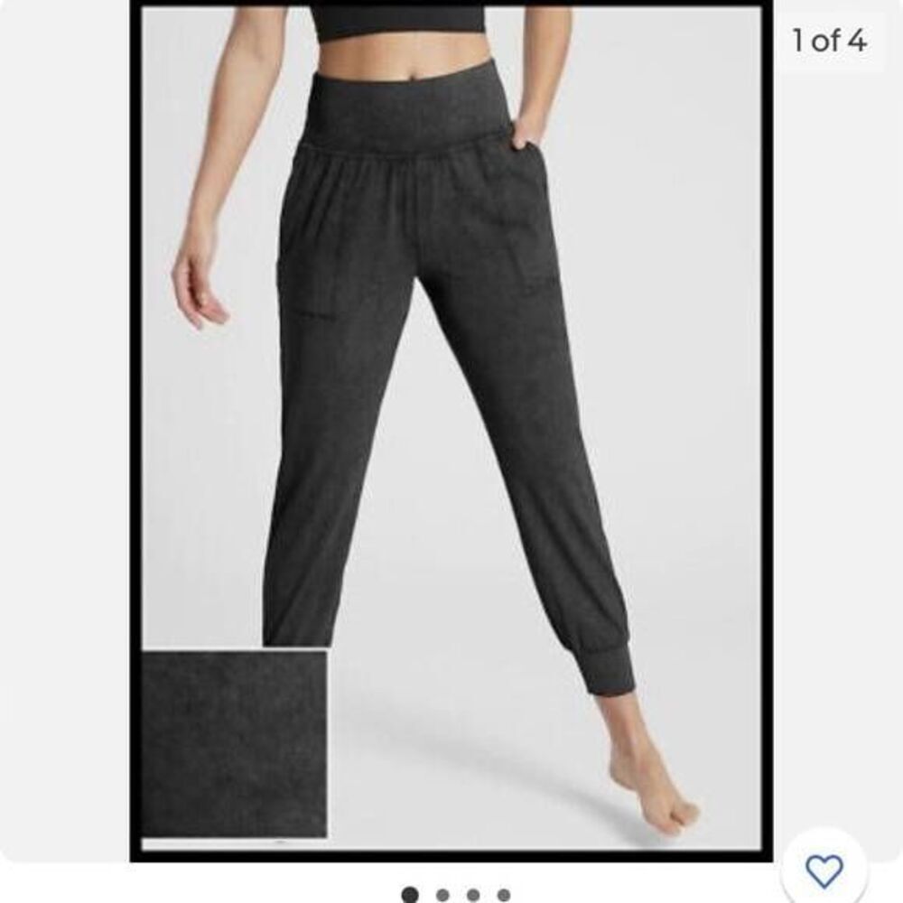 Athleta Salutation Garment Dye Jogger Pants 2x Black Athleisure Comfort Workout